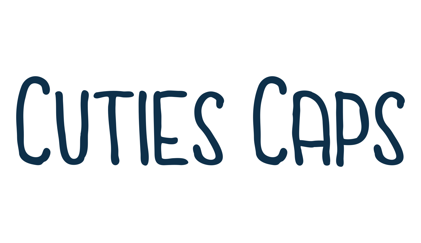 Cuties Caps, handwriting font preview