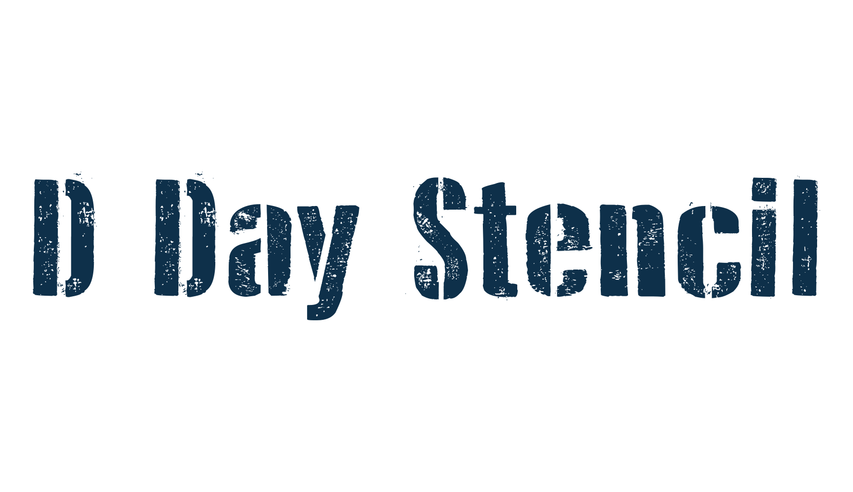 D Day Stencil, fancy stencil, army decorative font preview