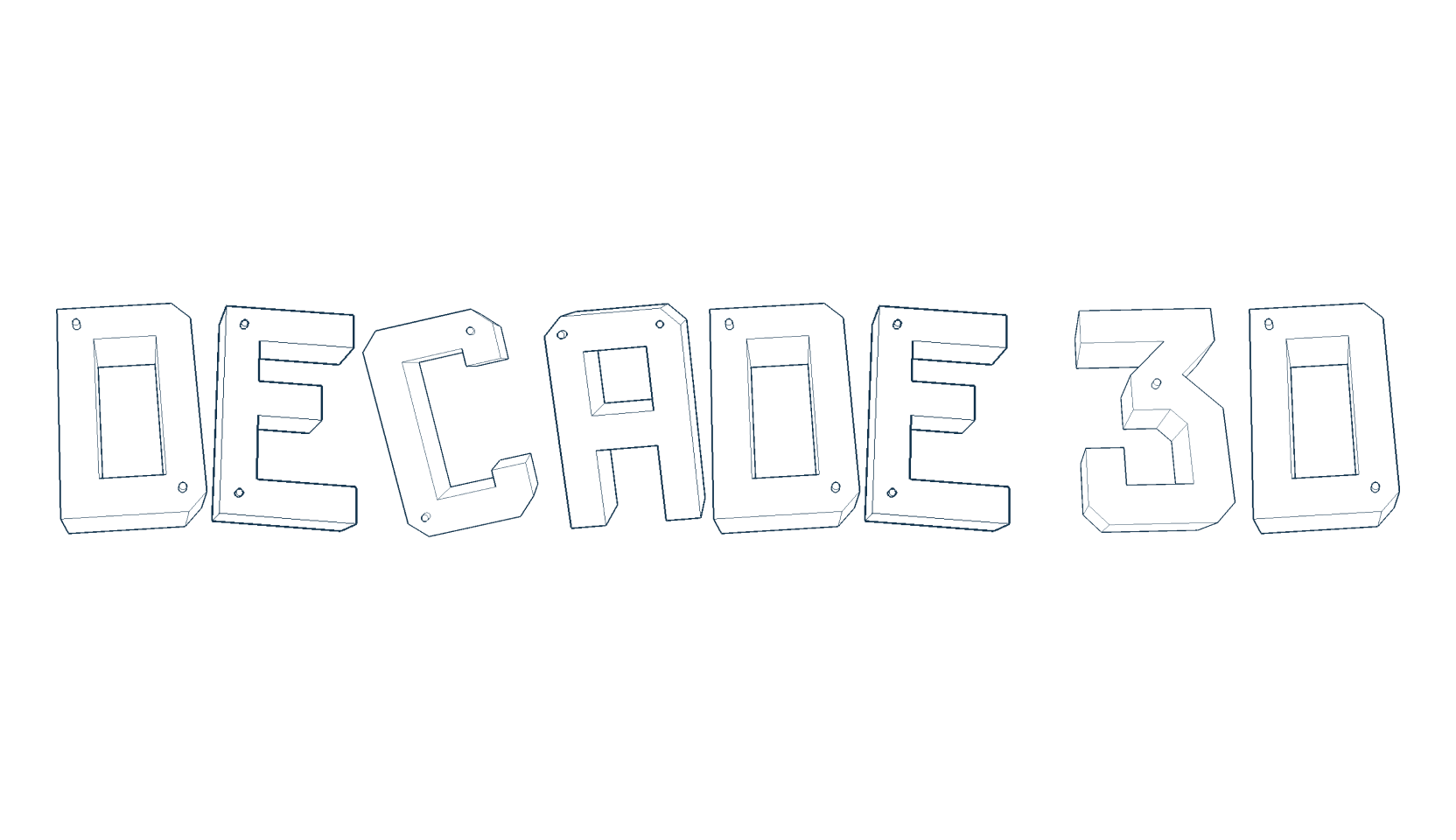 Decade 3d, fancy various techno sci-fi font preview