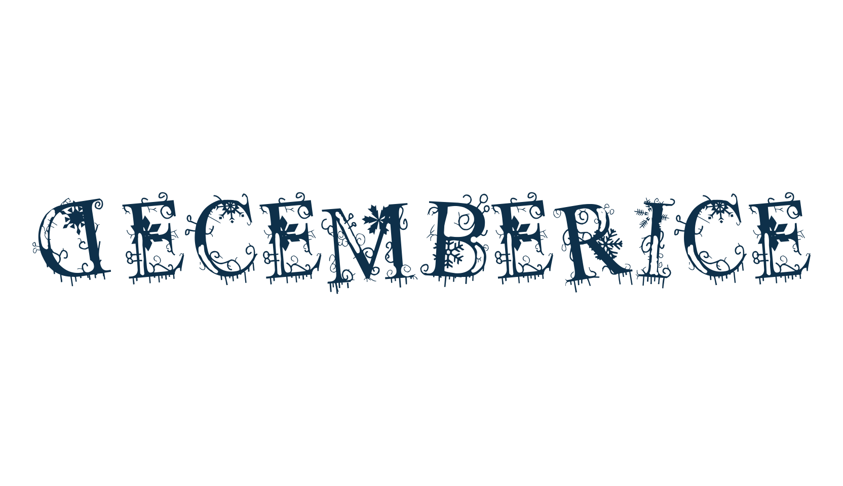 Decemberice, fancy various decorative font preview