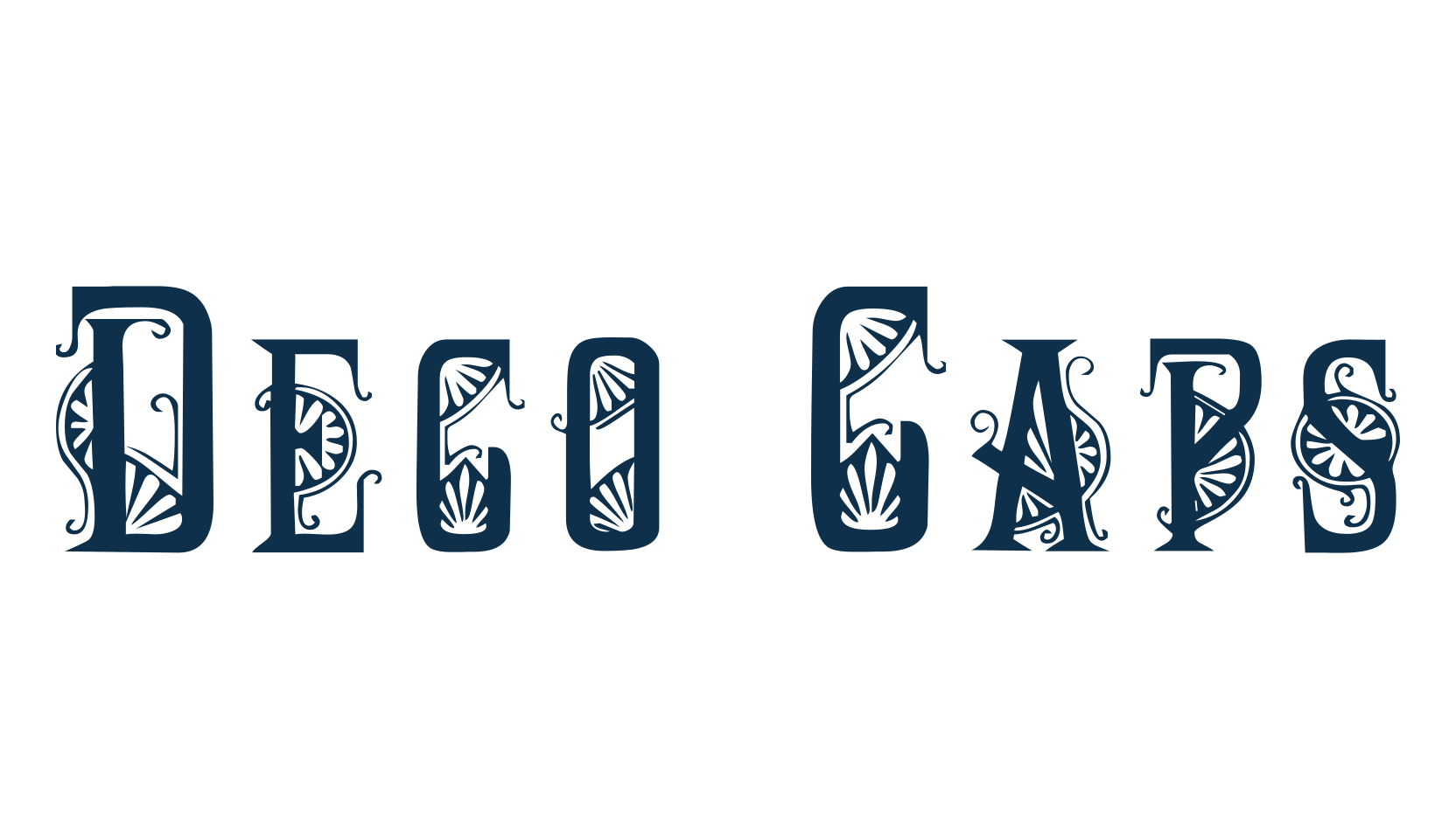 Deco Caps, fancy retro decorative font preview