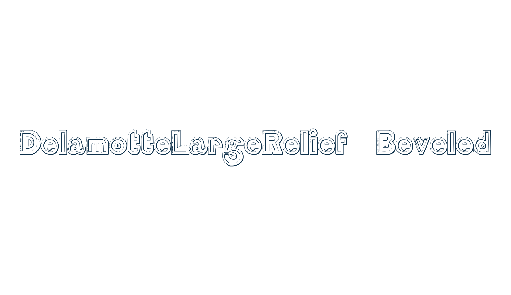 DelamotteLargeRelief Beveled, fancy eroded decorative font preview