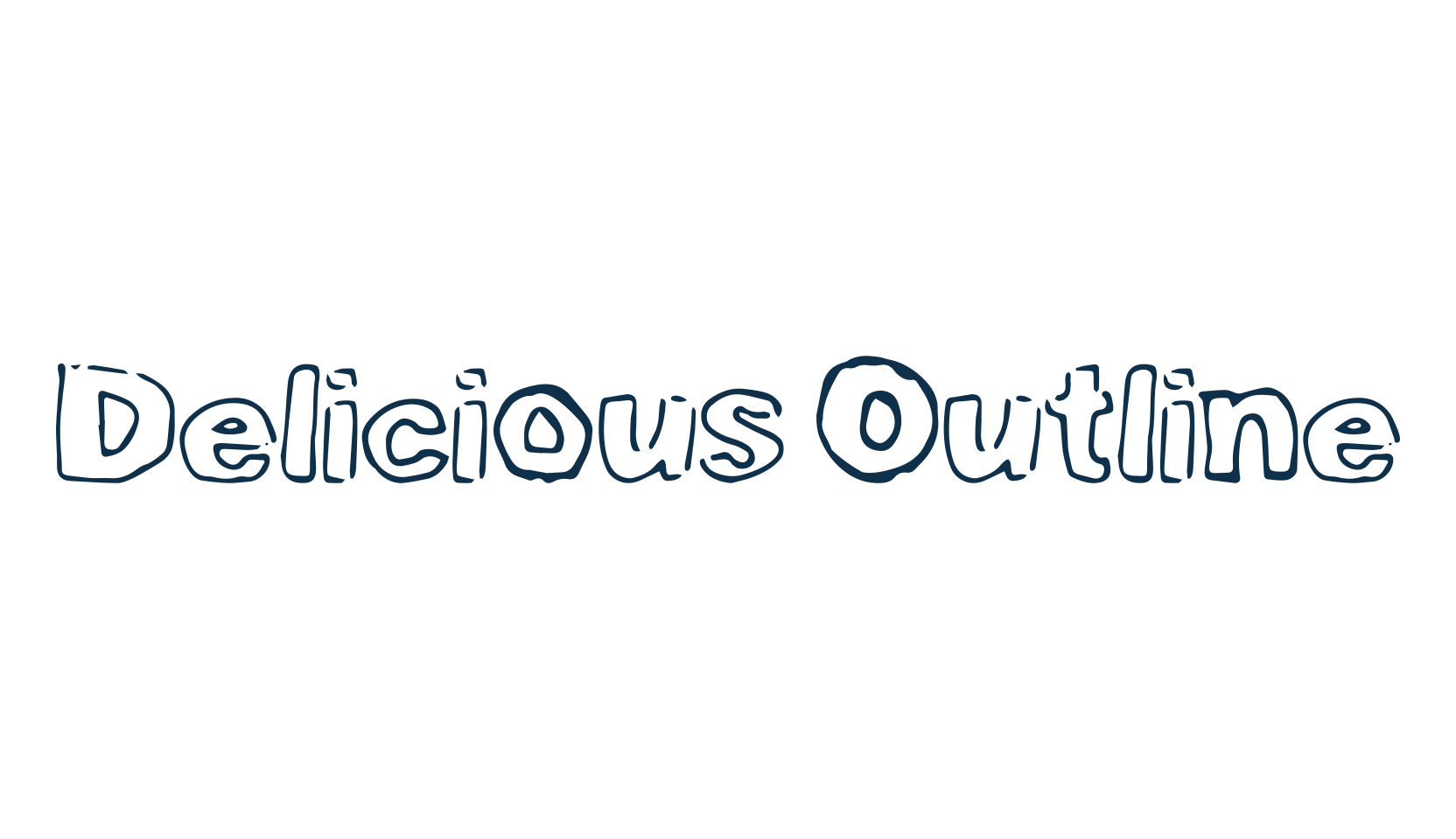 Delicious Outline, fancy cartoon decorative font preview