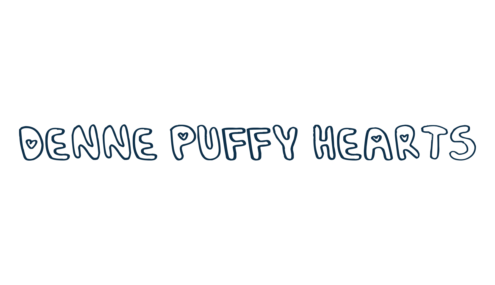 Denne Puffy Hearts, fancy cartoon decorative font preview