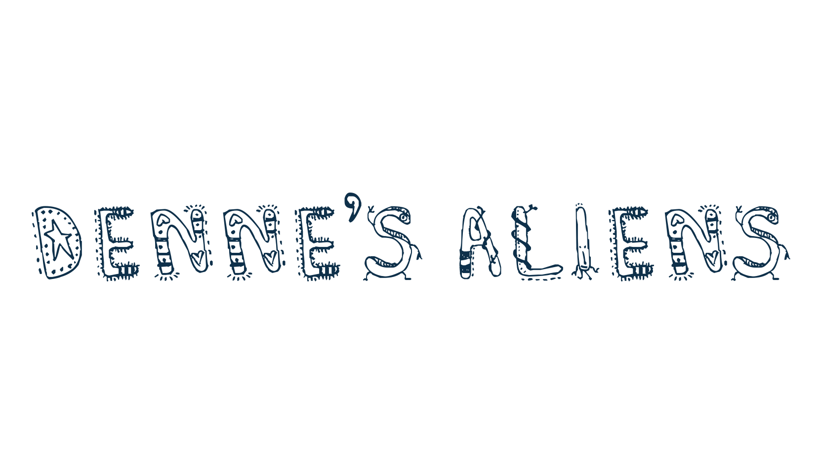 Denne's Aliens, fancy cartoon decorative font preview