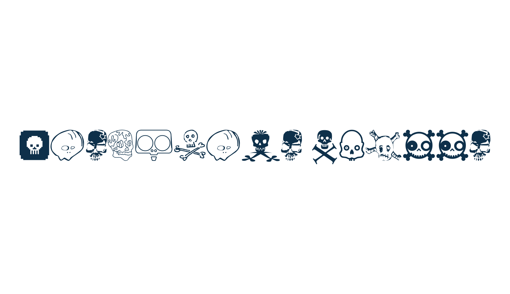 Designers Skulls, fancy decorative font preview