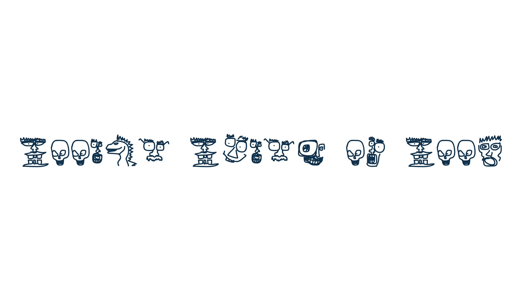 Doodle Dudes of Doom, fancy decorative font preview