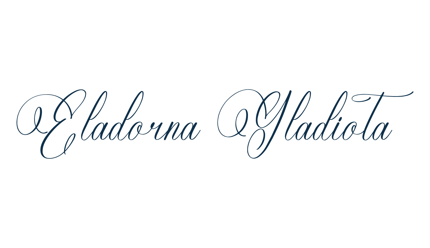 Eladorna Gladiota, script calligraphy fancy decorative font preview