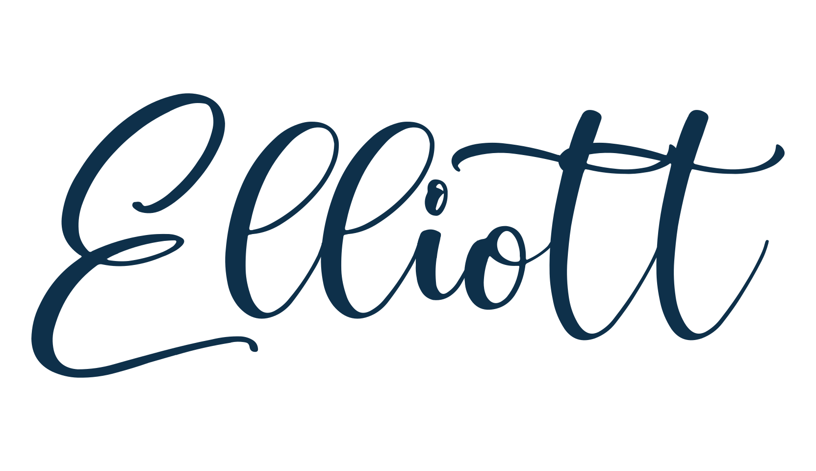 Elliott, script handwritten fancy decorative calligraphy font preview