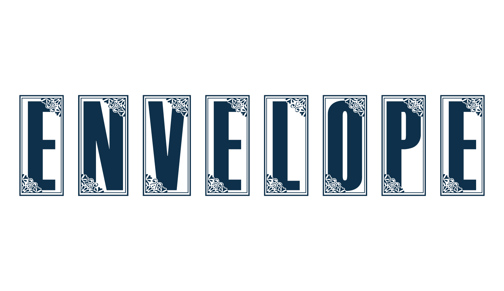 Envelope, fancy initials decorative font preview