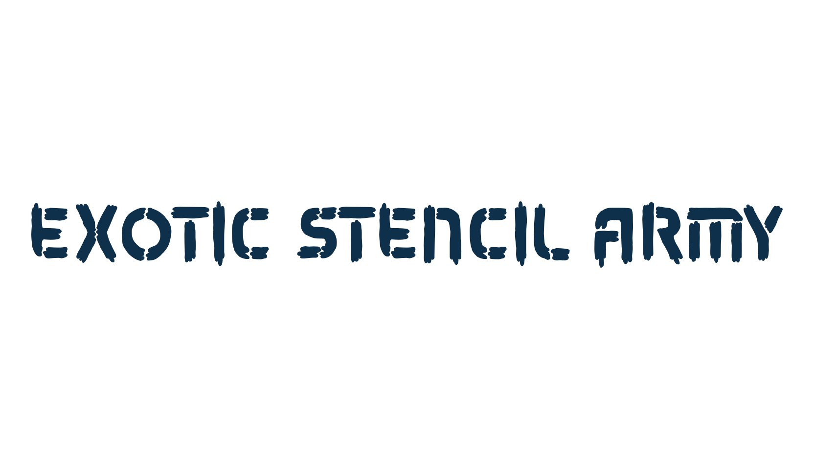 Exotic Stencil Army, fancy stencil, army decorative font preview
