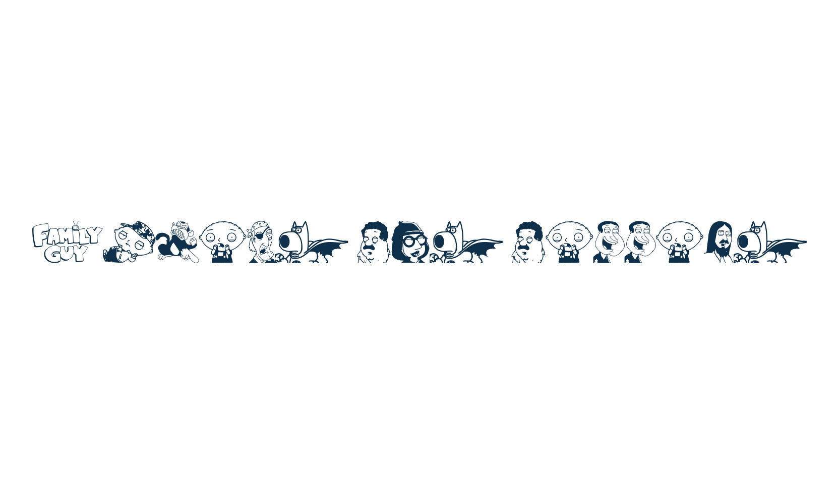 Family Guy Giggity, fancy decorative font preview
