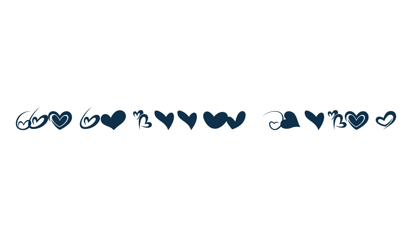 Fotograami Hearts, fancy decorative font preview