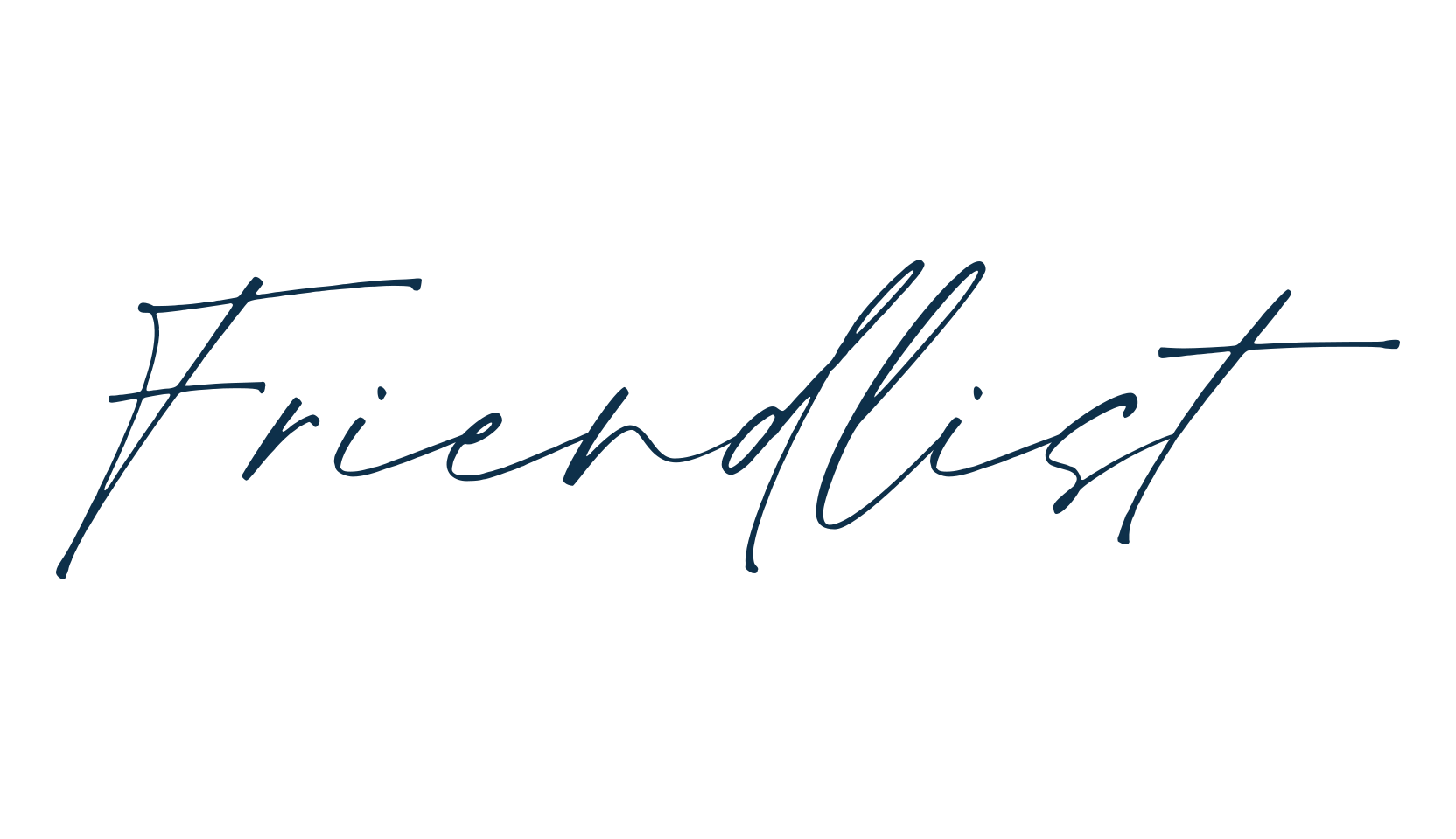 Friendlist, script handwritten fancy decorative calligraphy font preview
