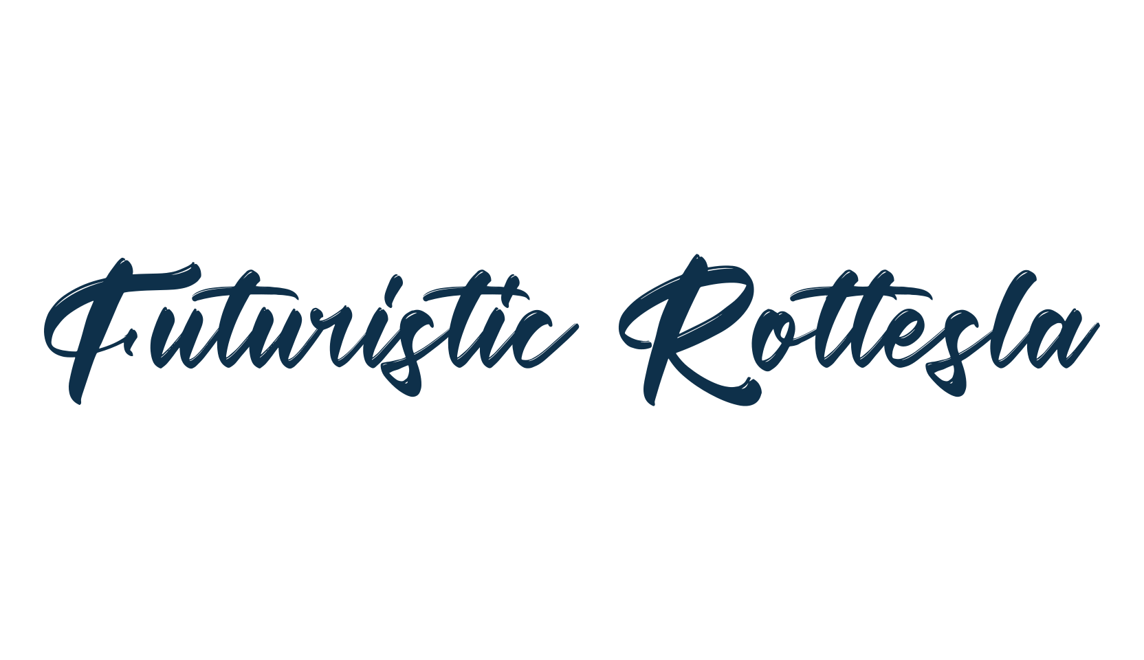 Futuristic Rottesla, script brush fancy decorative calligraphy font preview