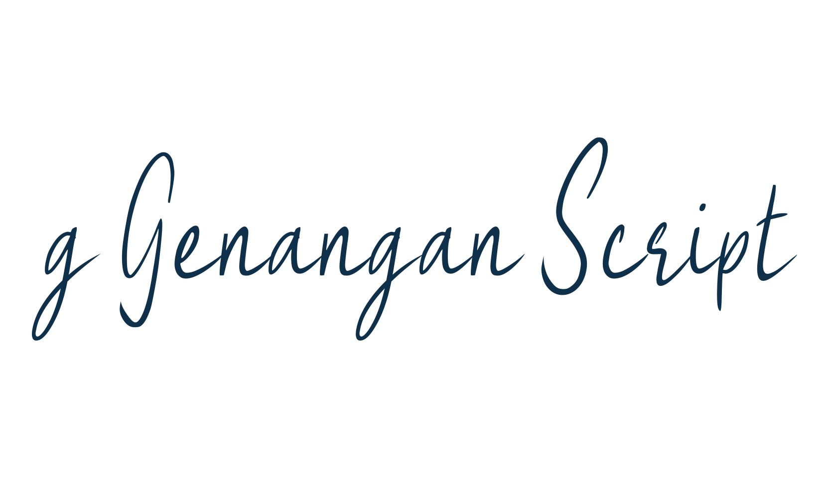 g Genangan Script, handwriting font preview