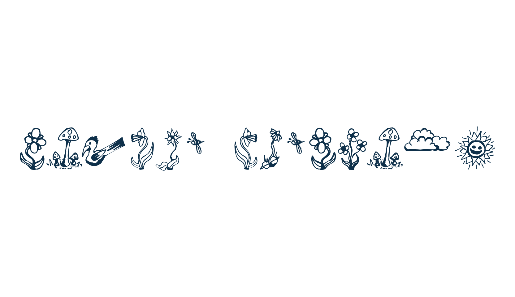 Garden Dingbats, fancy decorative font preview