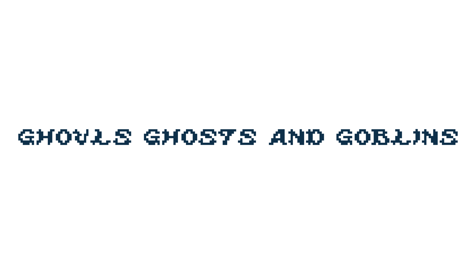 Ghouls Ghosts and Goblins, techno lcd sci-fi font preview