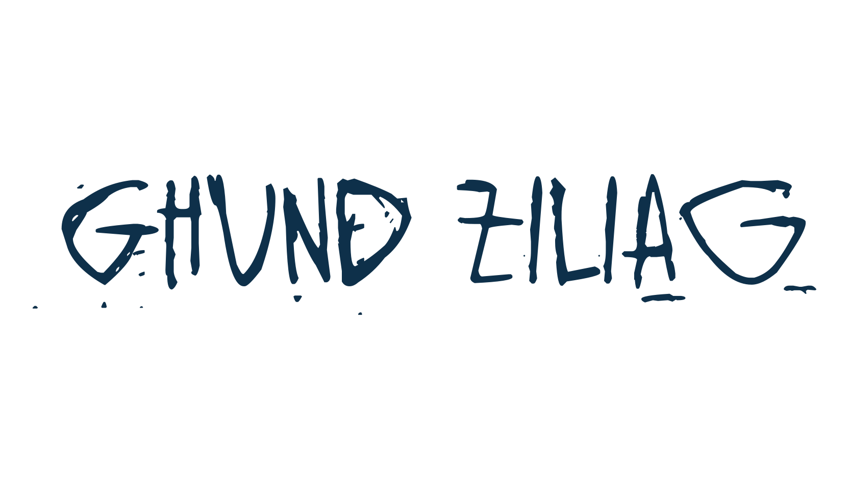 Ghund Ziliag, script trash fancy decorative calligraphy font preview