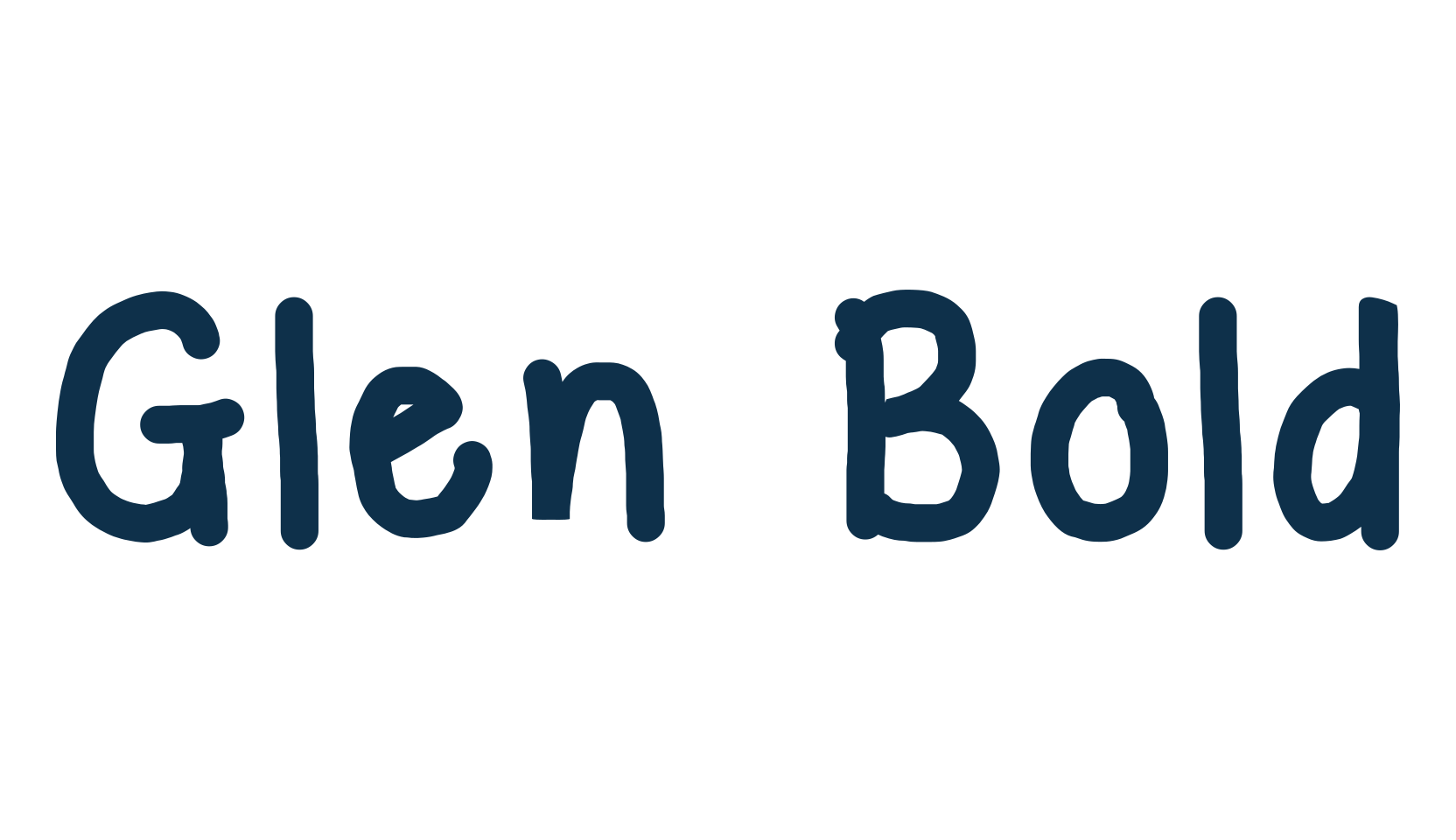 Glen Bold, handwriting font preview