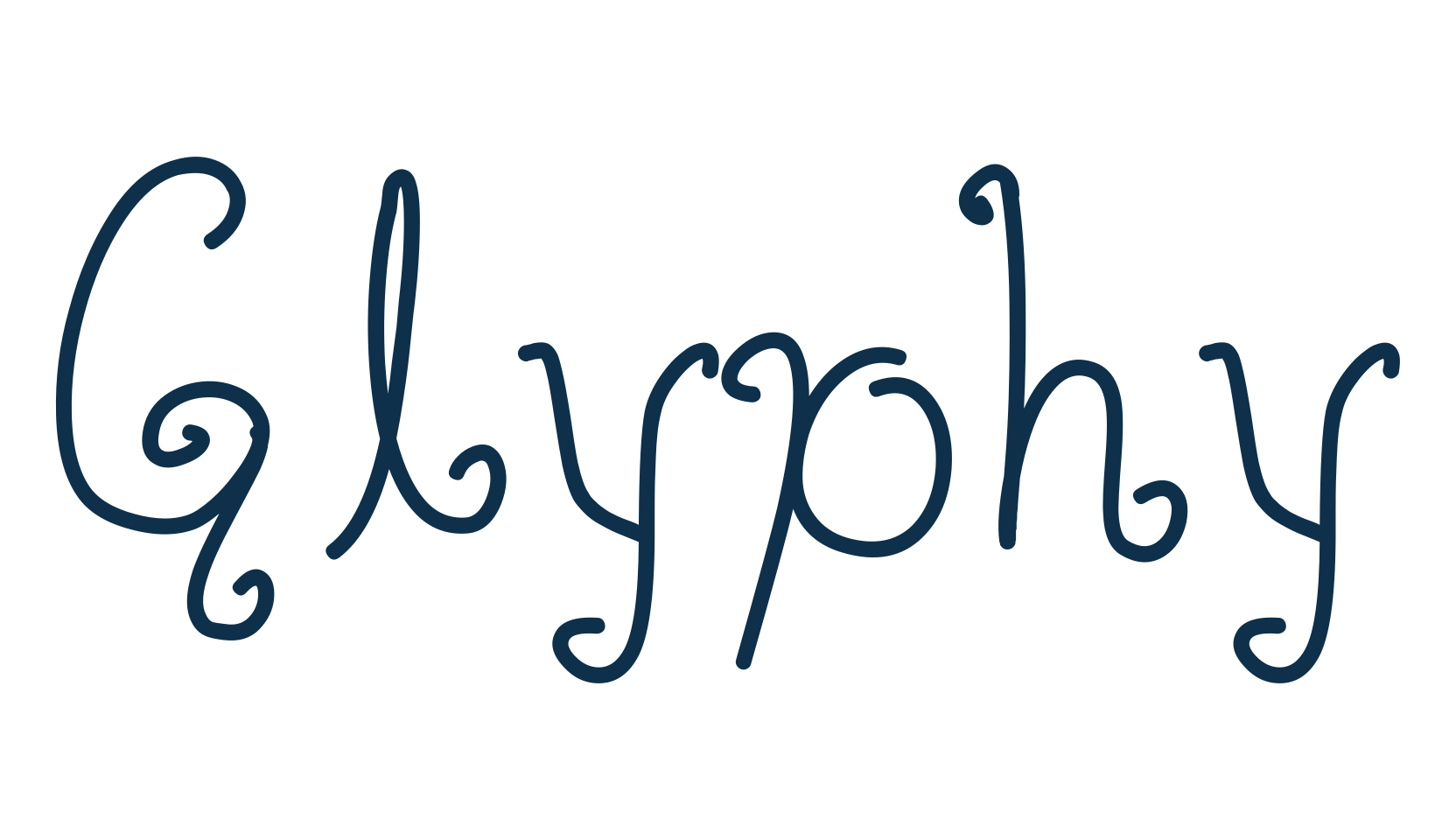 Glyphy, curly font preview