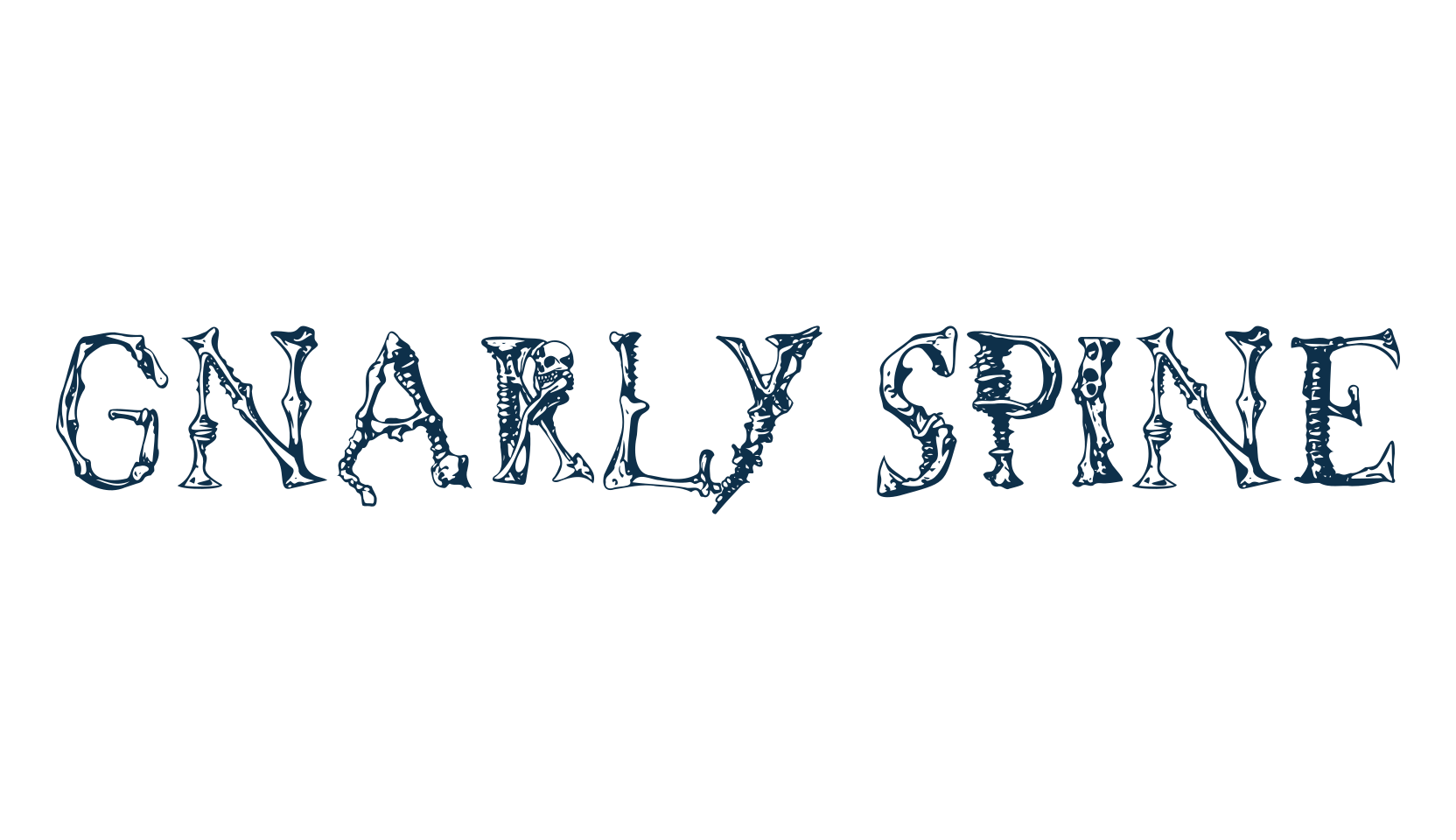Gnarly Spine, fancy decorative font preview