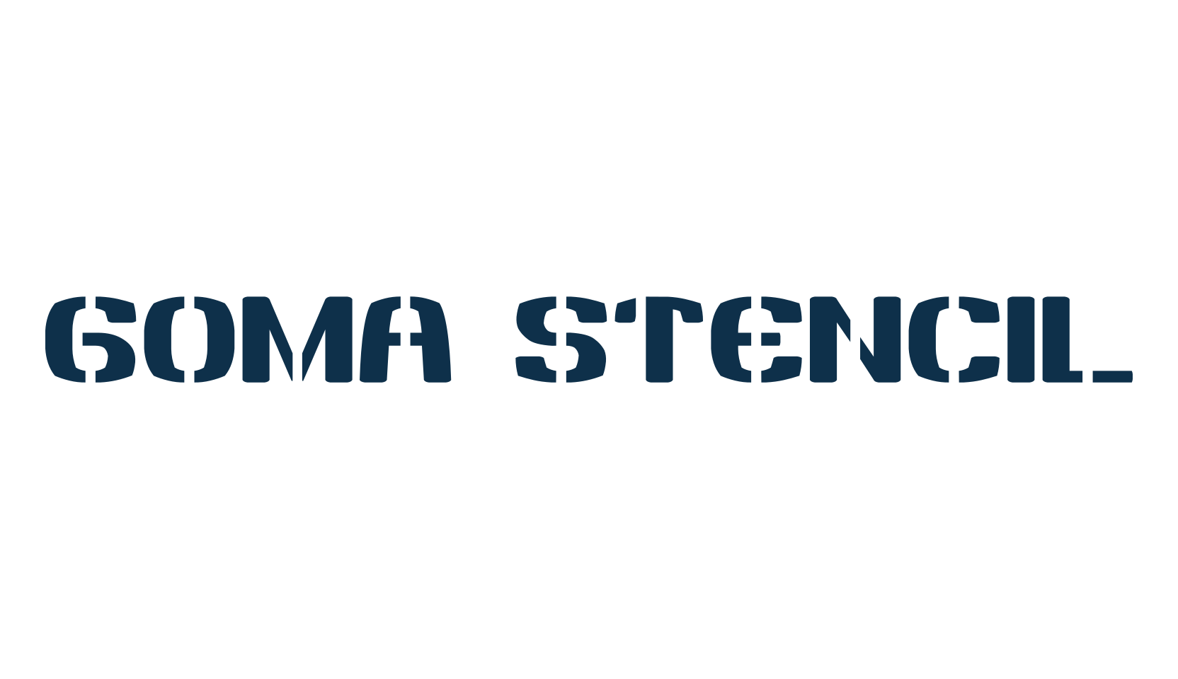 Goma Stencil, stencil, army font preview