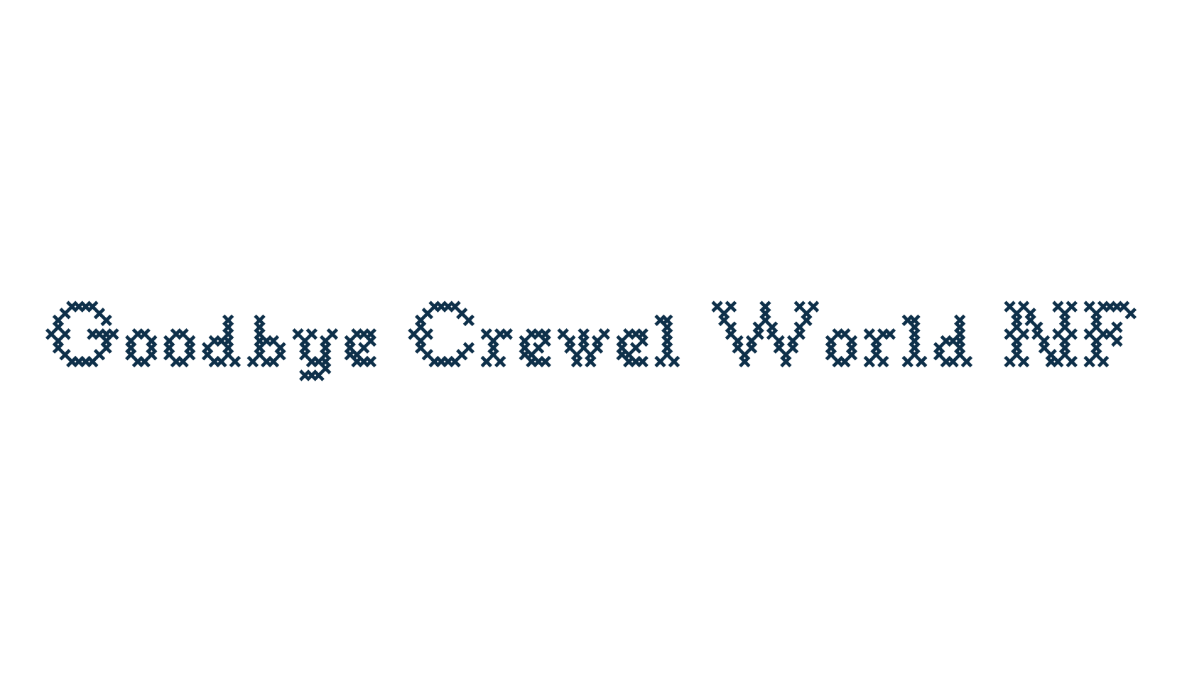 Goodbye Crewel World NF, fancy decorative font preview