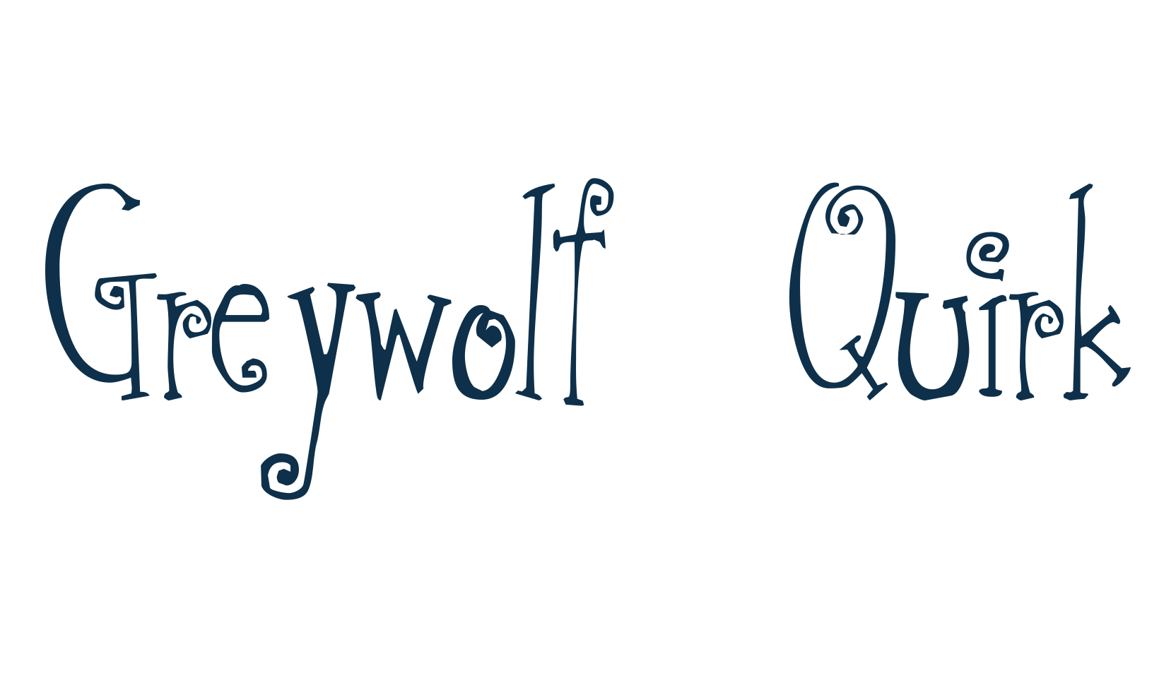 Greywolf Quirk, fancy curly decorative font preview