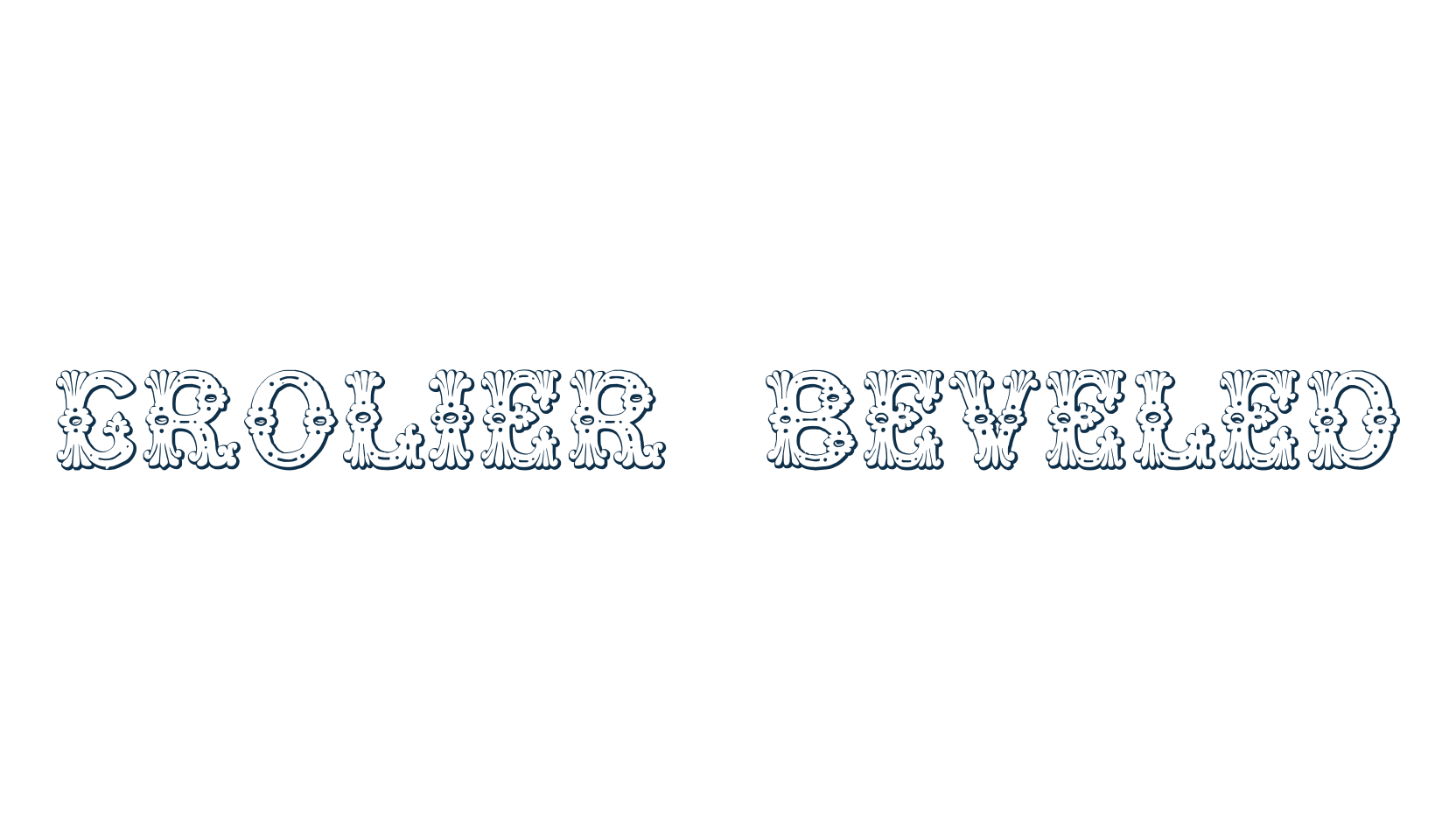 Grolier Beveled, fancy retro decorative font preview