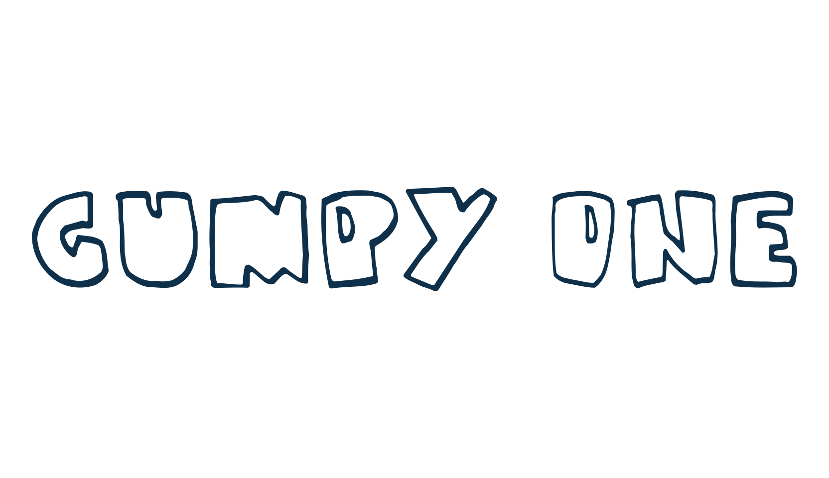 Gumpy One, cartoon font preview