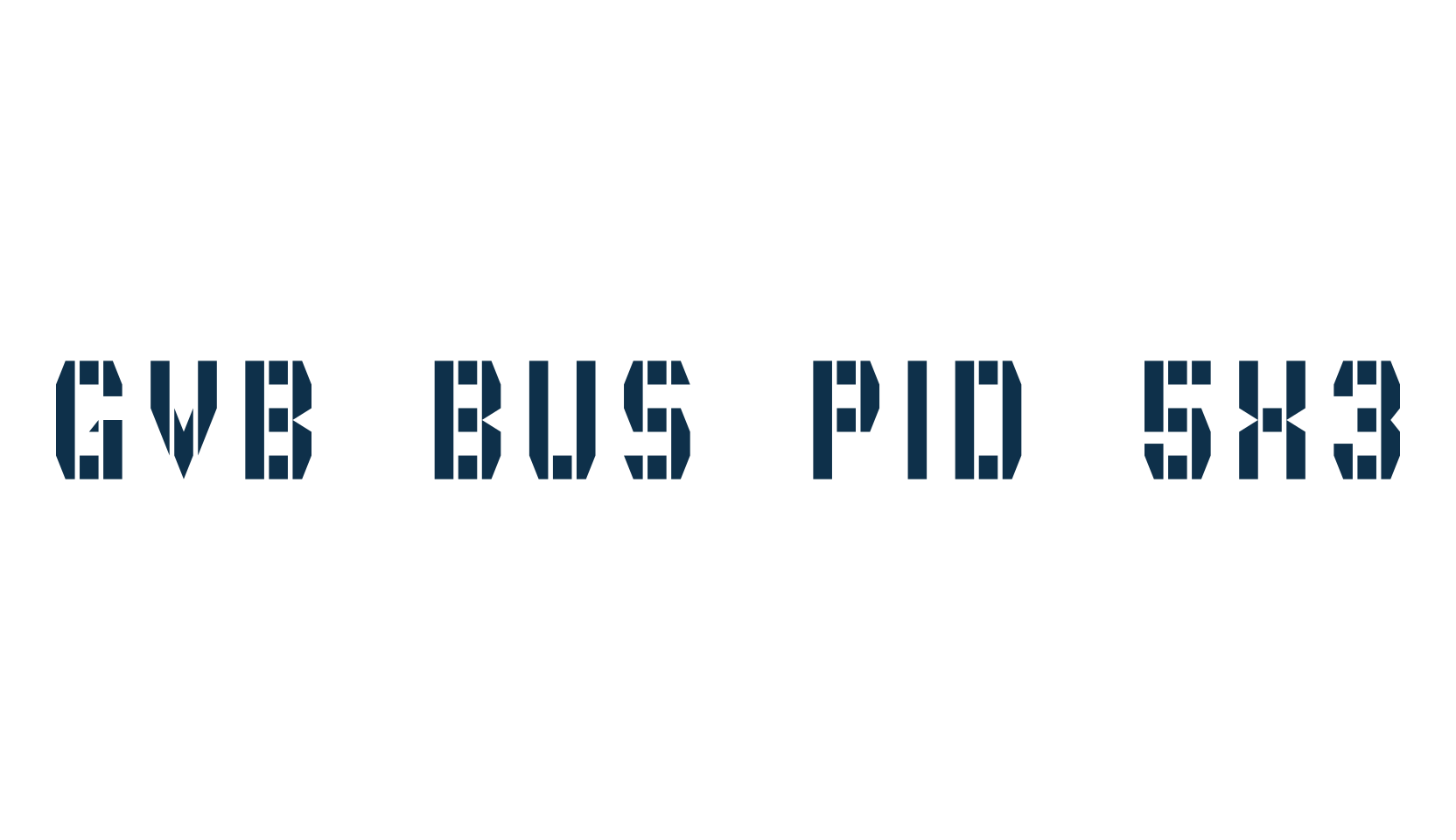 GVB Bus PID 5x3, techno lcd sci-fi font preview
