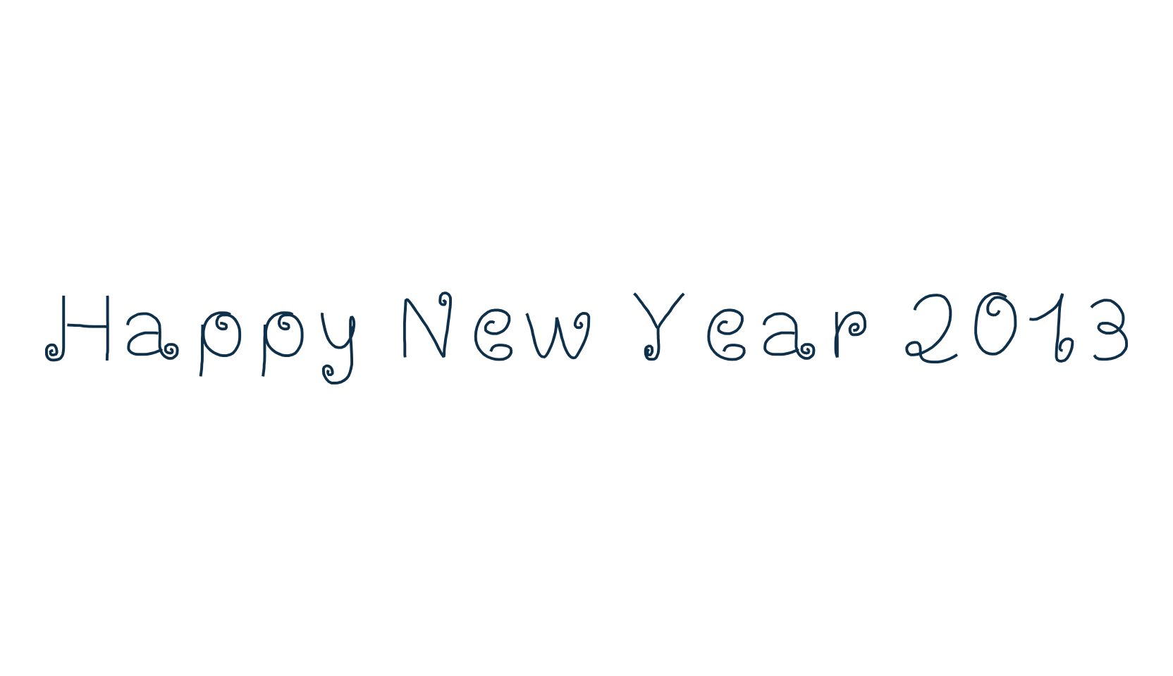 Happy New Year 2013, fancy curly decorative font preview