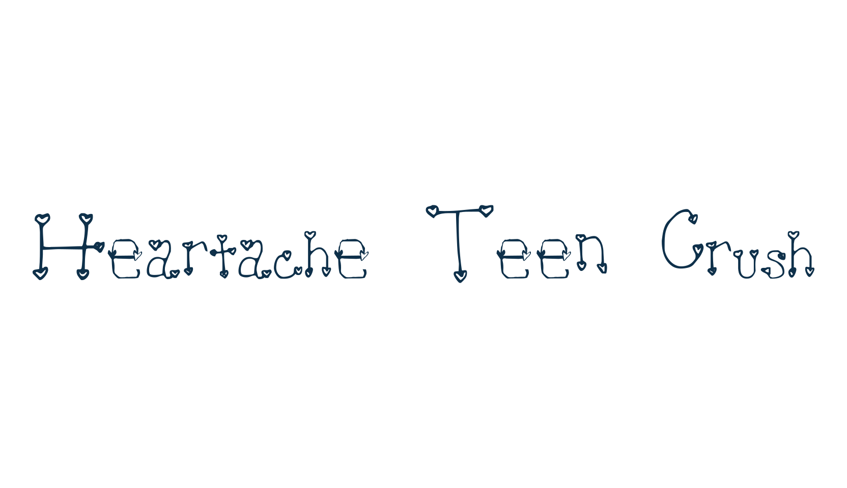 Heartache Teen Crush, fancy decorative font preview