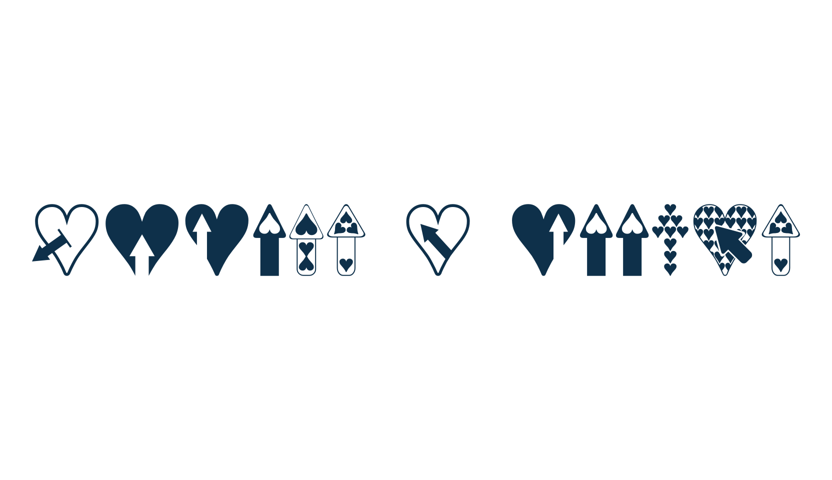 Hearts n Arrows, fancy decorative font preview