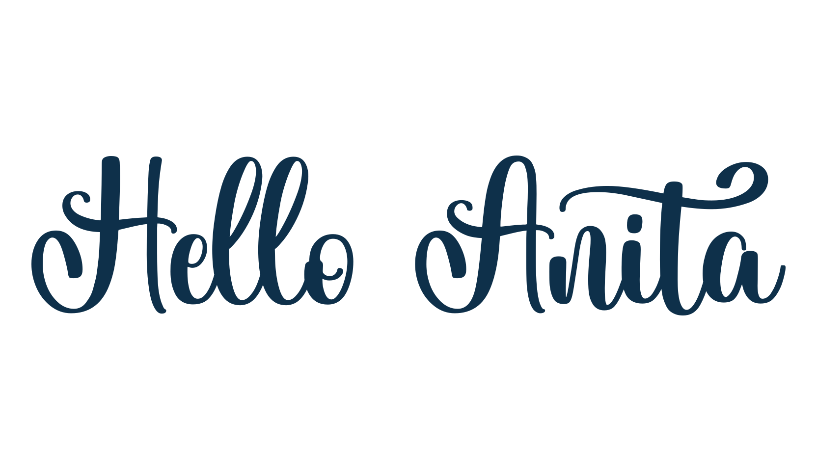 Hello Anita, script calligraphy fancy decorative font preview