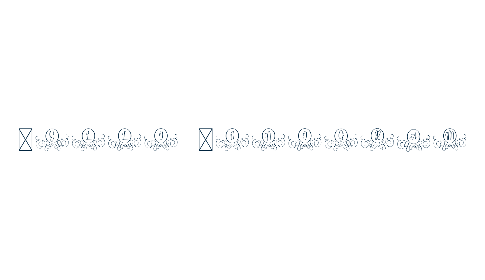 Hello Monogram, fancy initials decorative font preview