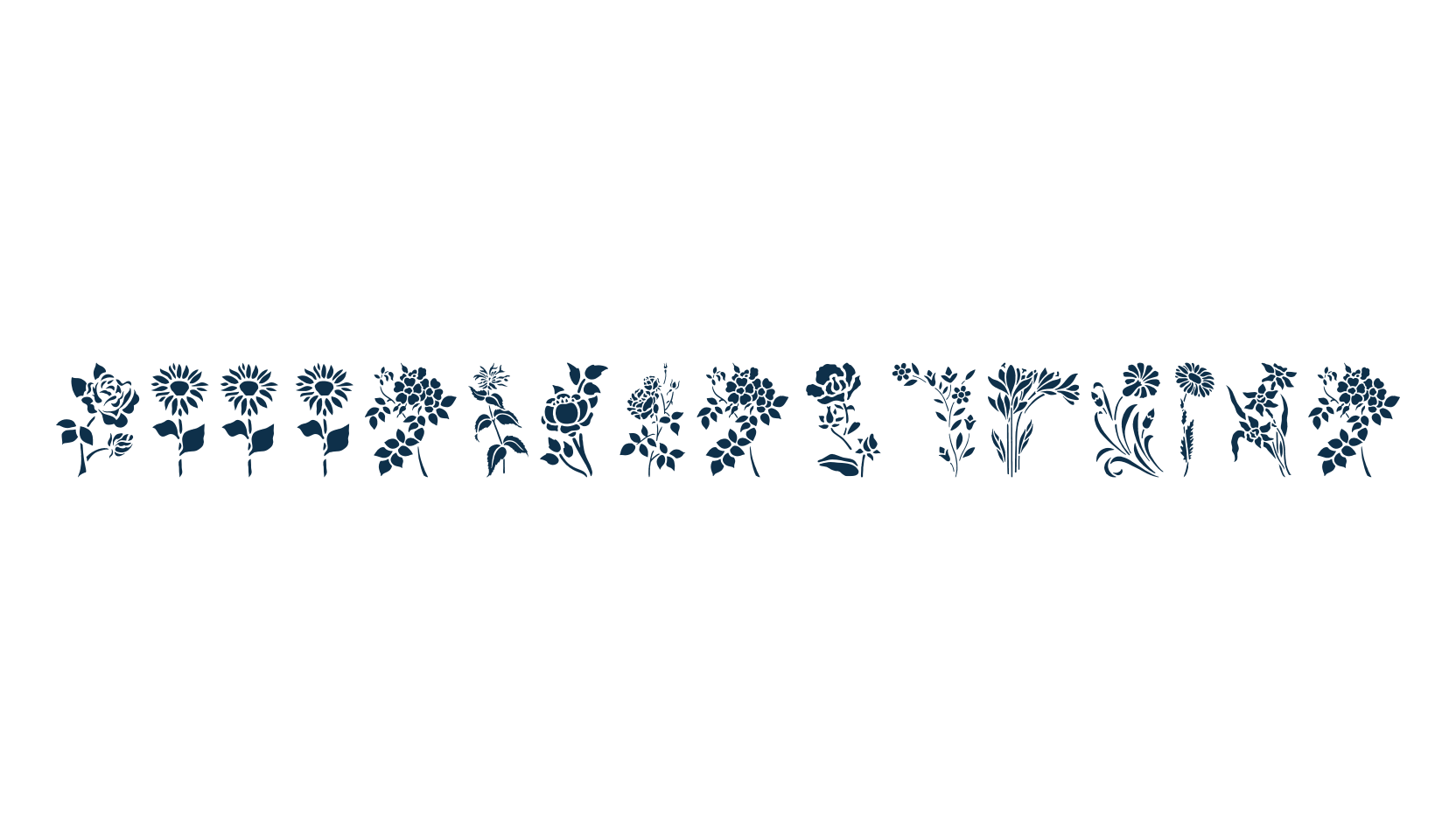 HFF Floral Stencil, fancy decorative font preview