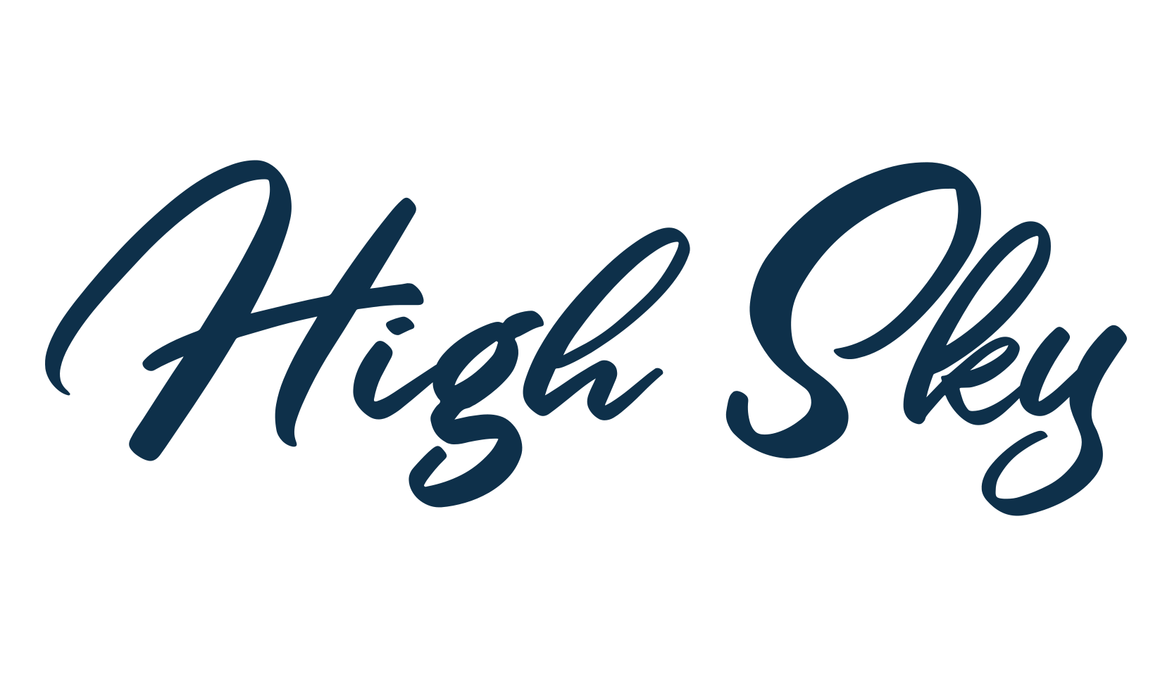 High Sky, script brush fancy decorative calligraphy font preview