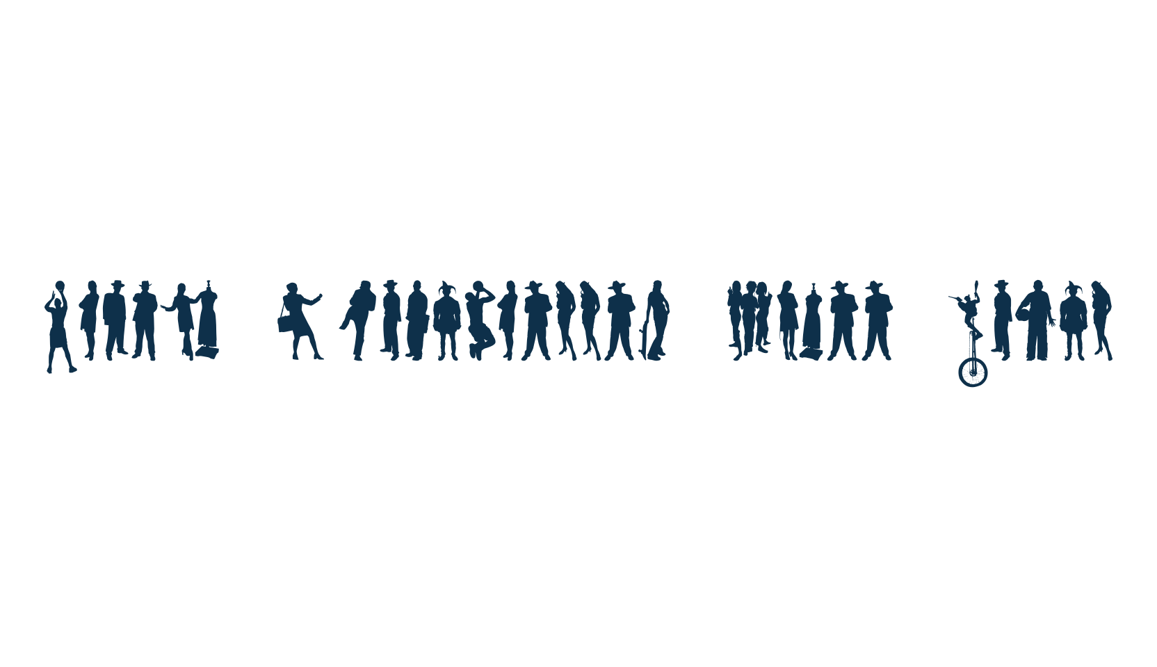 Human Silhouettes Free Eight, fancy decorative font preview