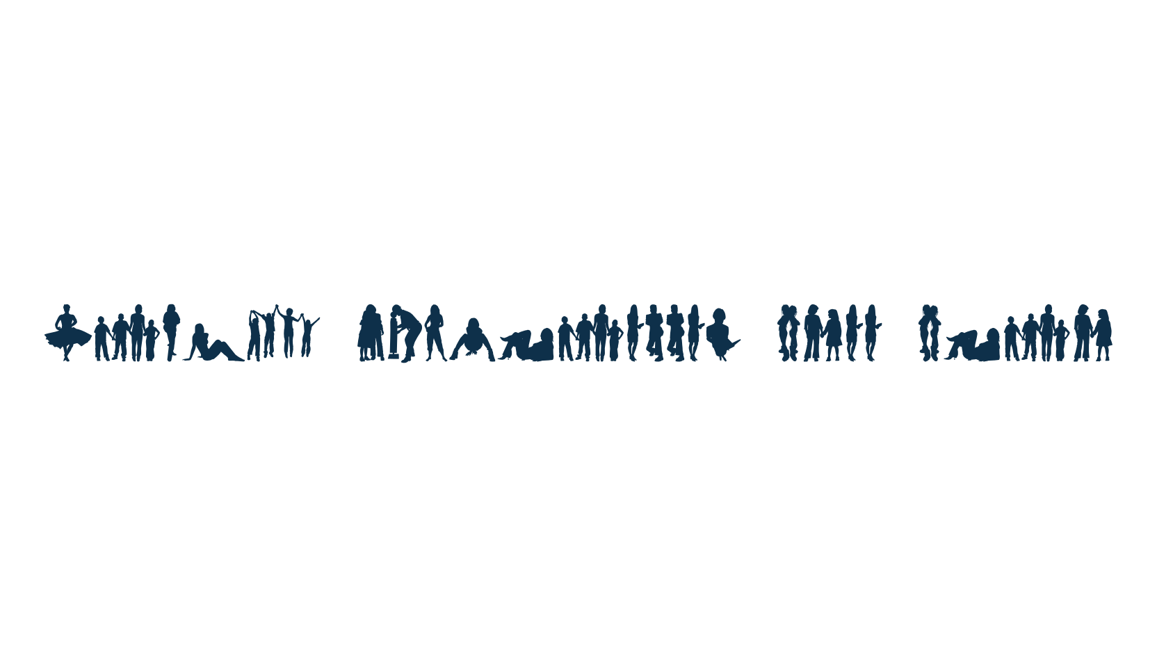 Human Silhouettes Free Four, fancy decorative font preview