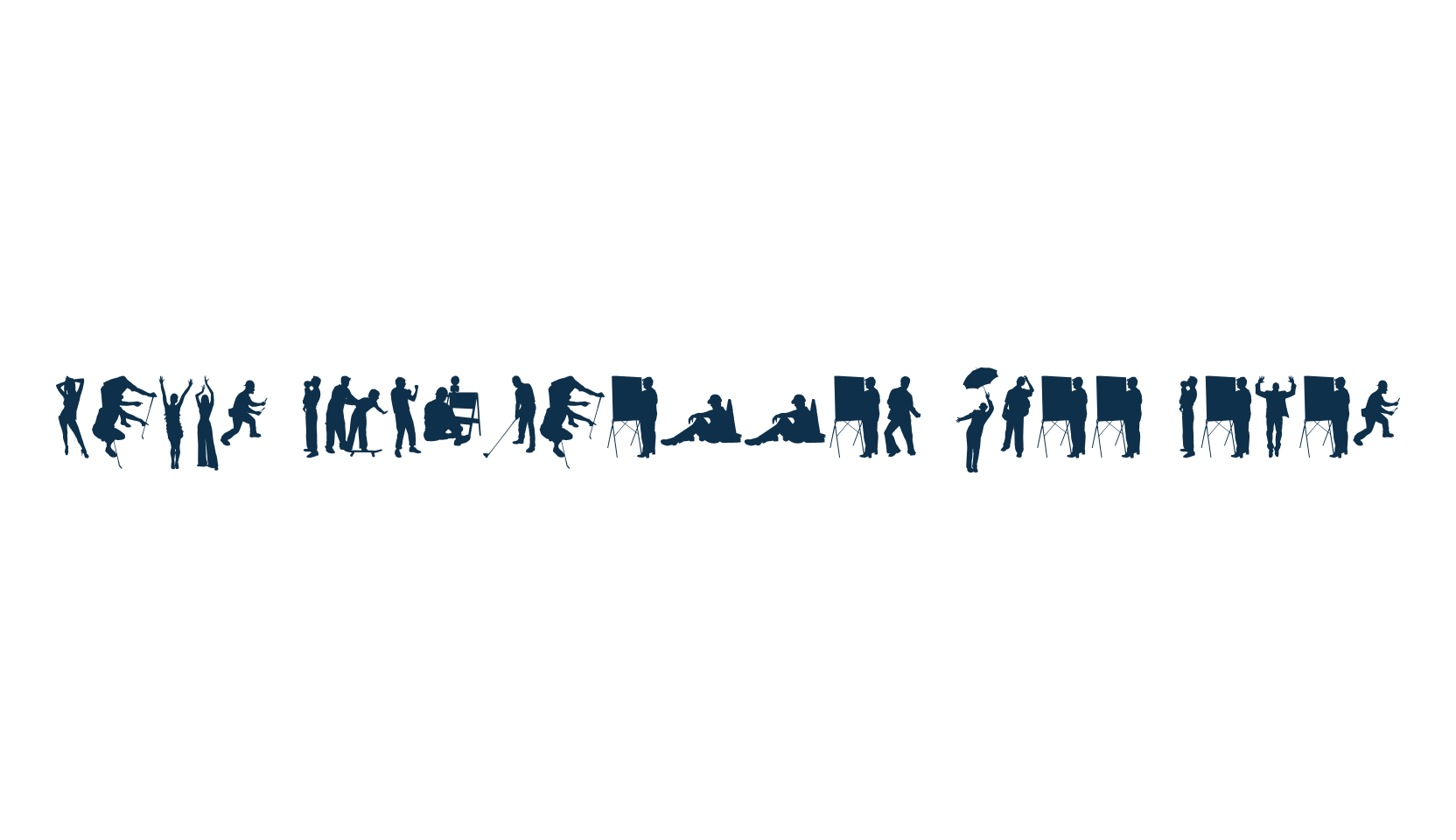 Human Silhouettes Free Seven, fancy decorative font preview
