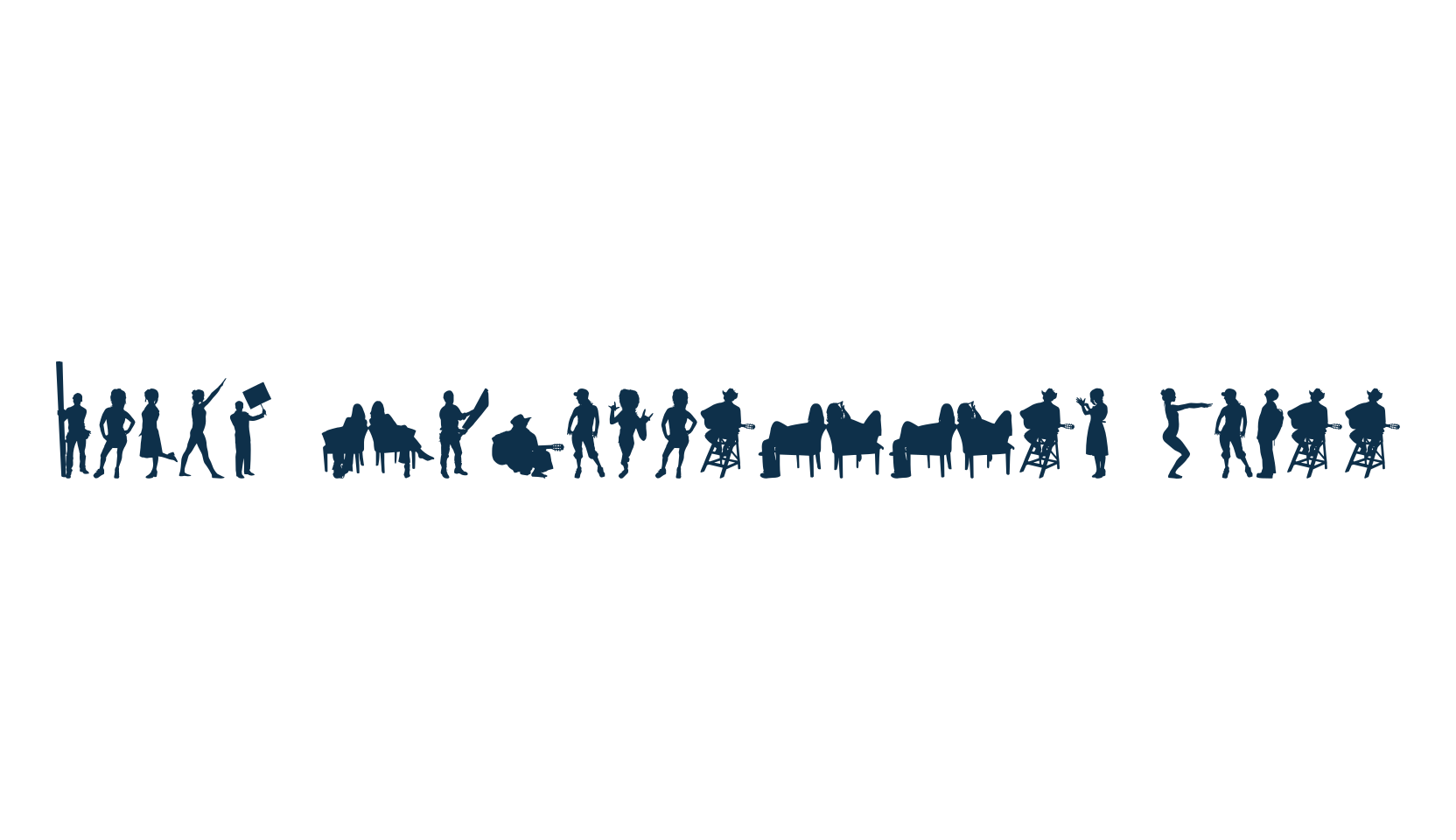 Human Silhouettes Three, fancy decorative font preview