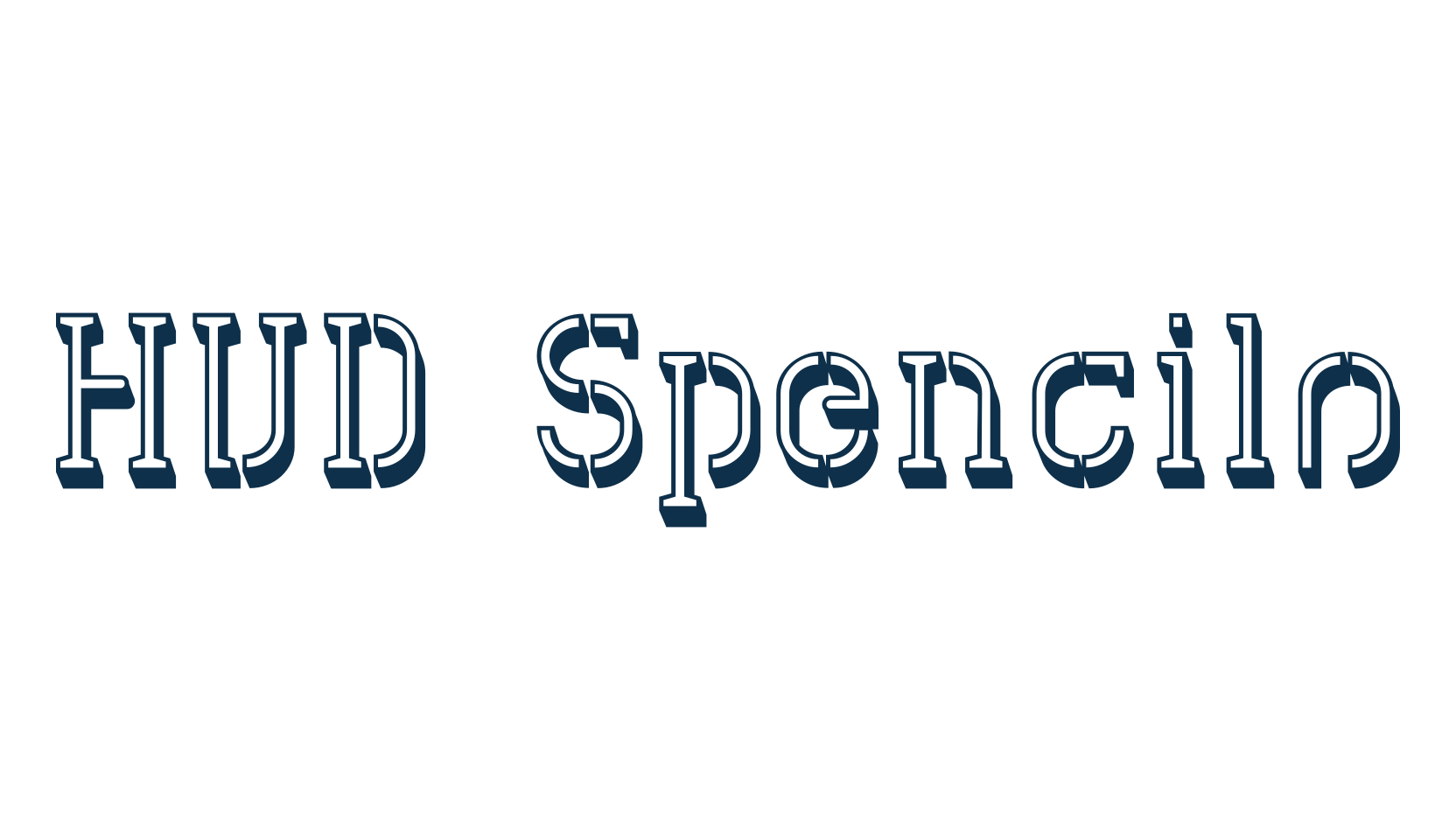 HVD Spencils, fancy stencil, army decorative font preview