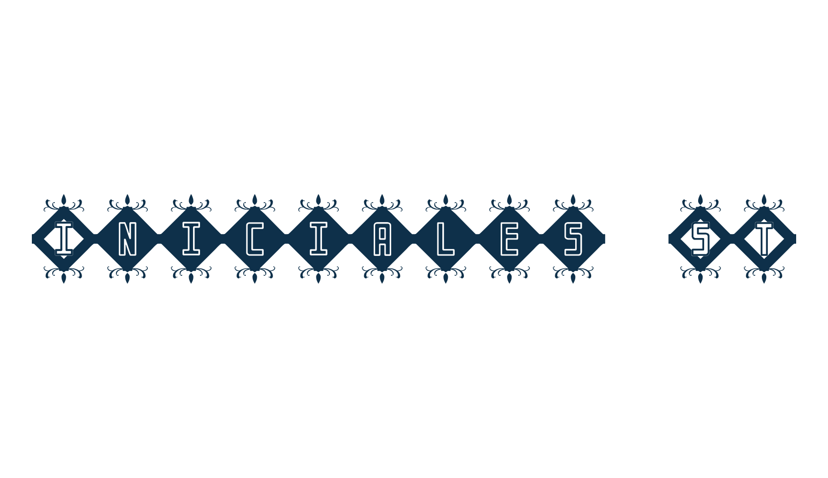 Iniciales ST, fancy decorative font preview