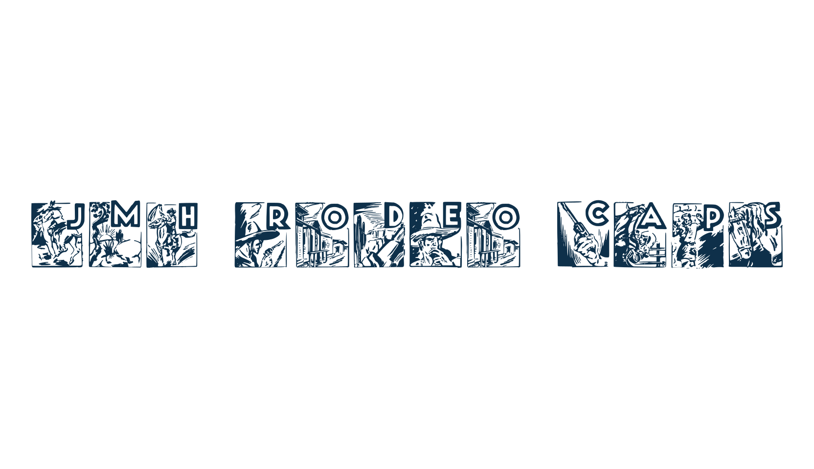 JMH Rodeo Caps3, fancy initials decorative font preview