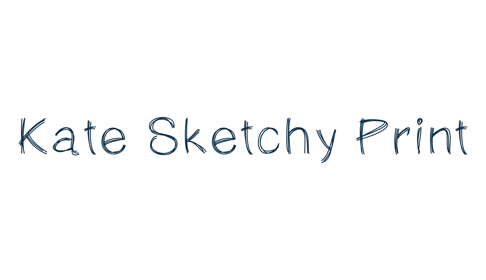 Kate Sketchy Print, fancy various decorative script calligraphy font preview