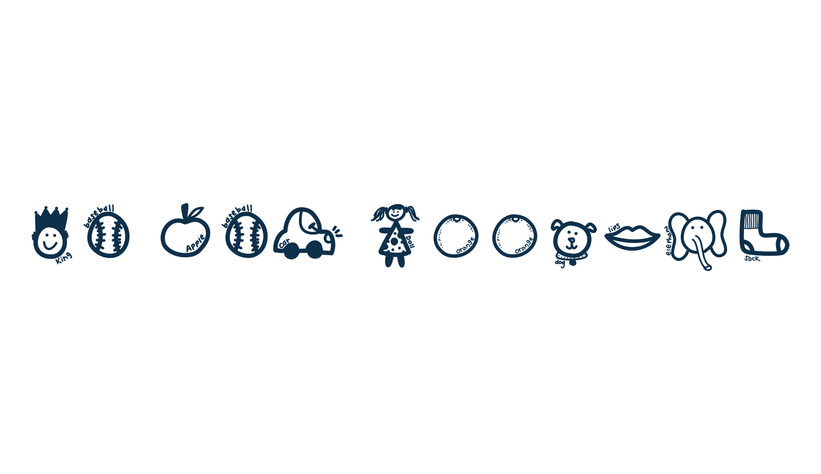 KB ABC Doodles, display market font preview
