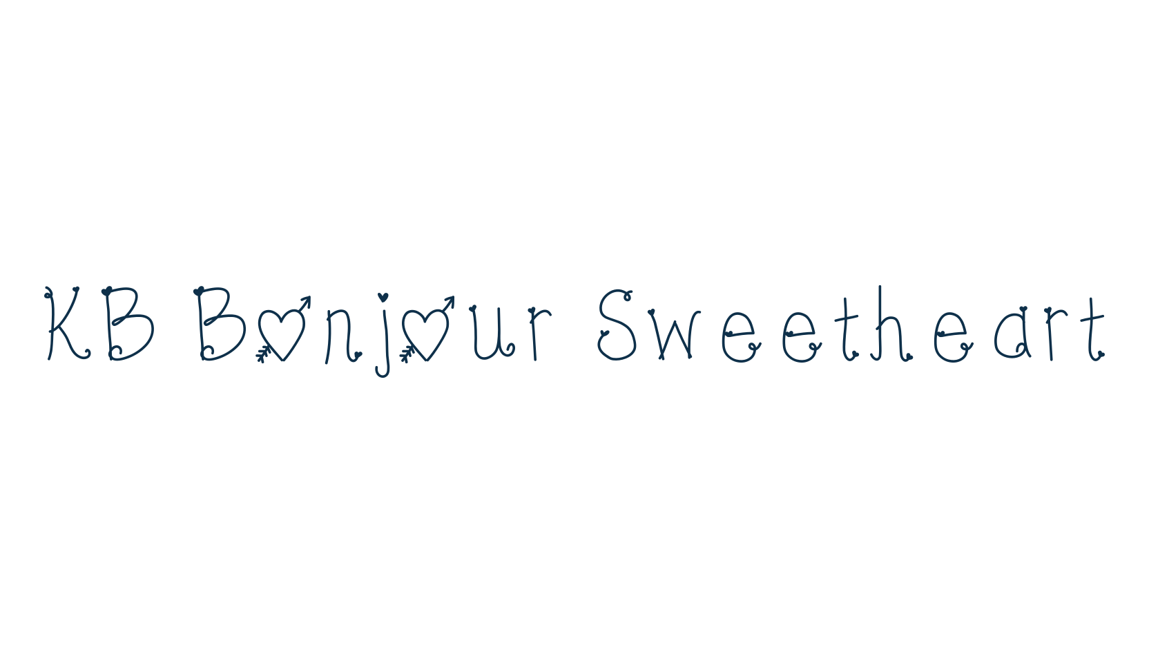 KB Bonjour Sweetheart, fancy decorative font preview