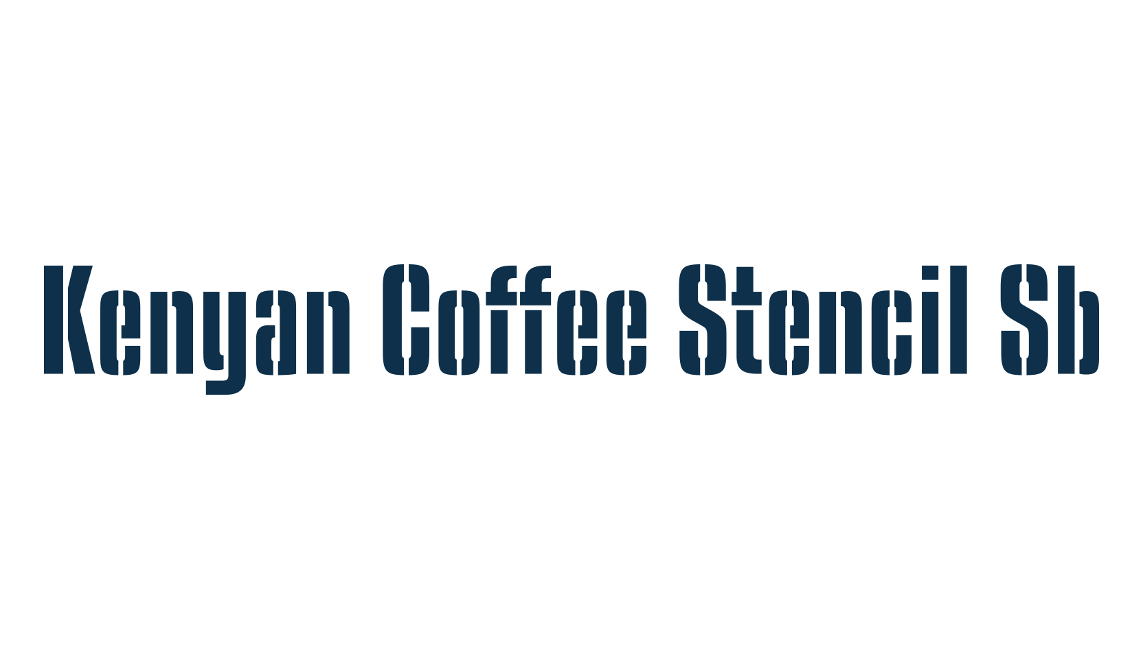 Kenyan Coffee Stencil Sb, fancy stencil, army decorative font preview